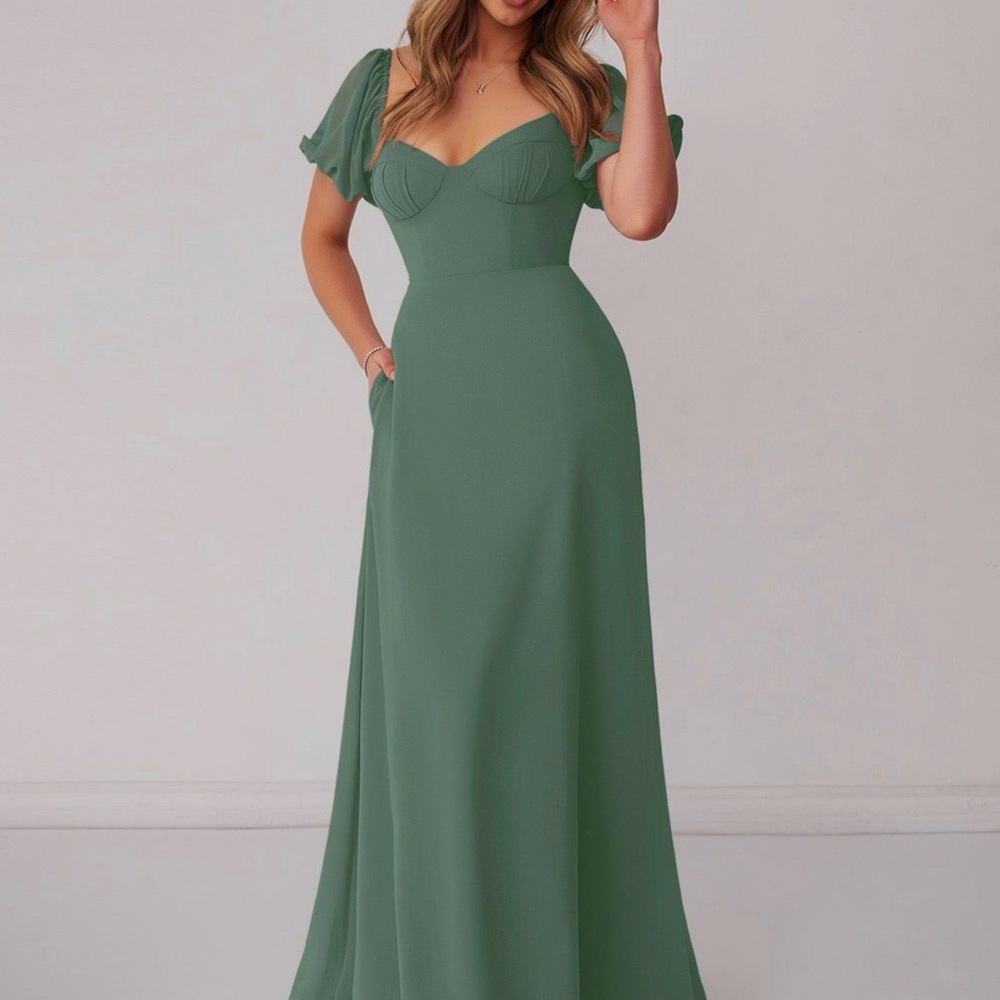 Azazie Elegant Green Maxi Dress